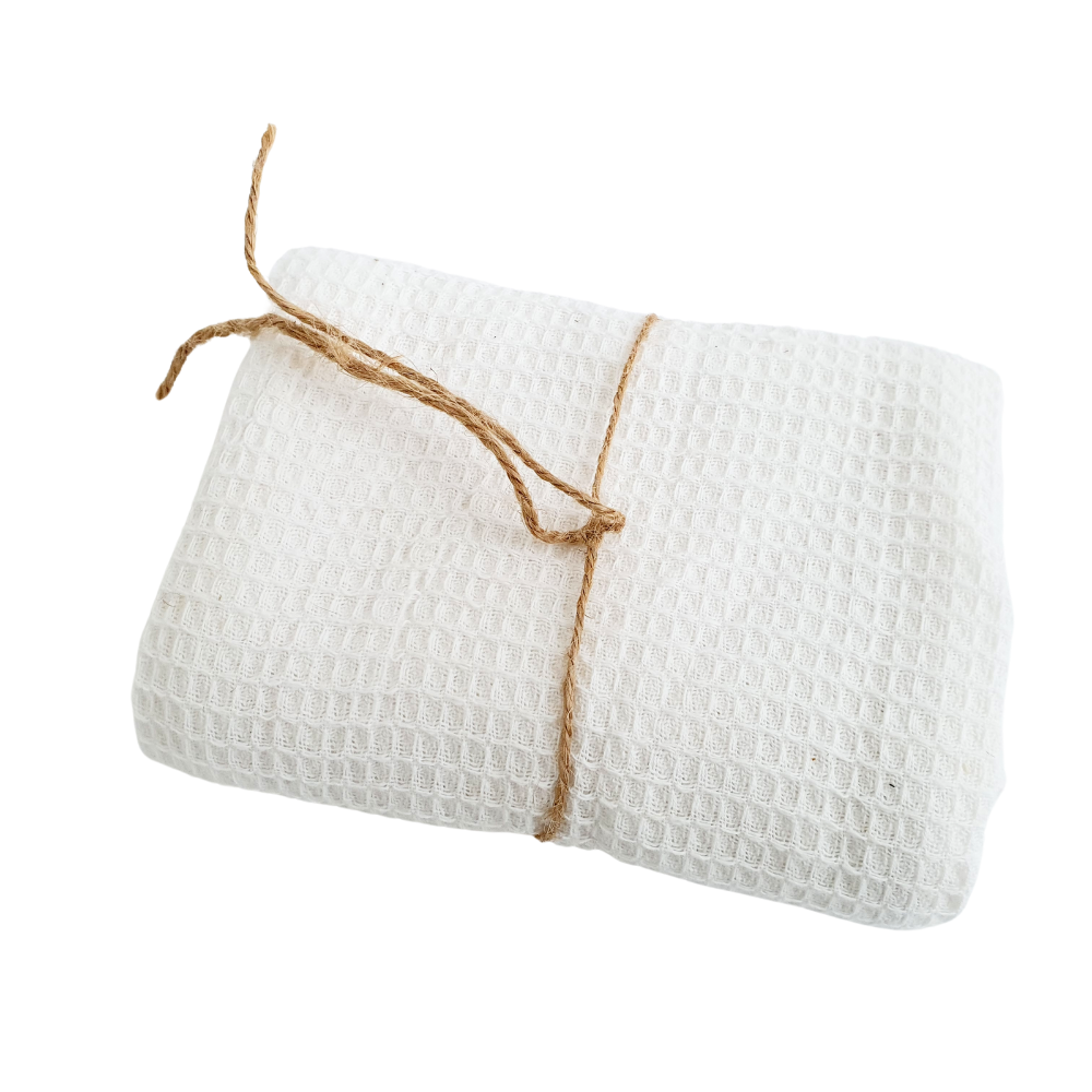 White waffle guest towel