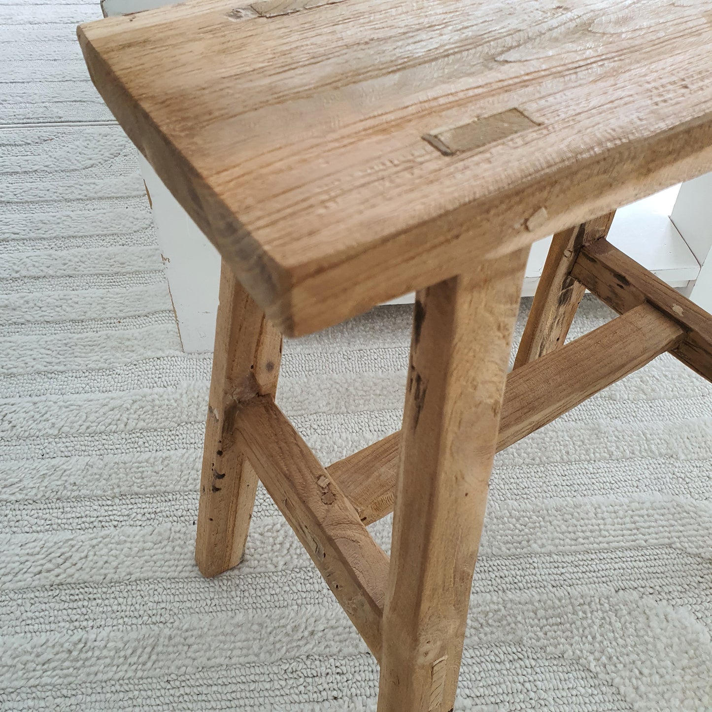 Teak houten kruk