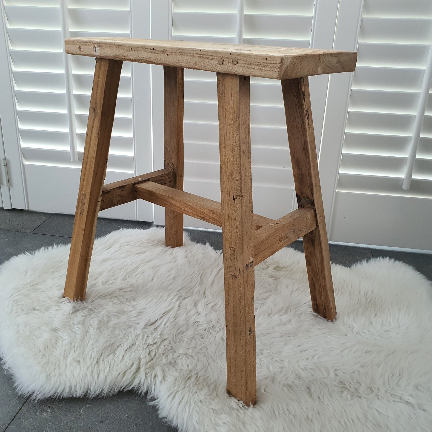 Teak houten kruk