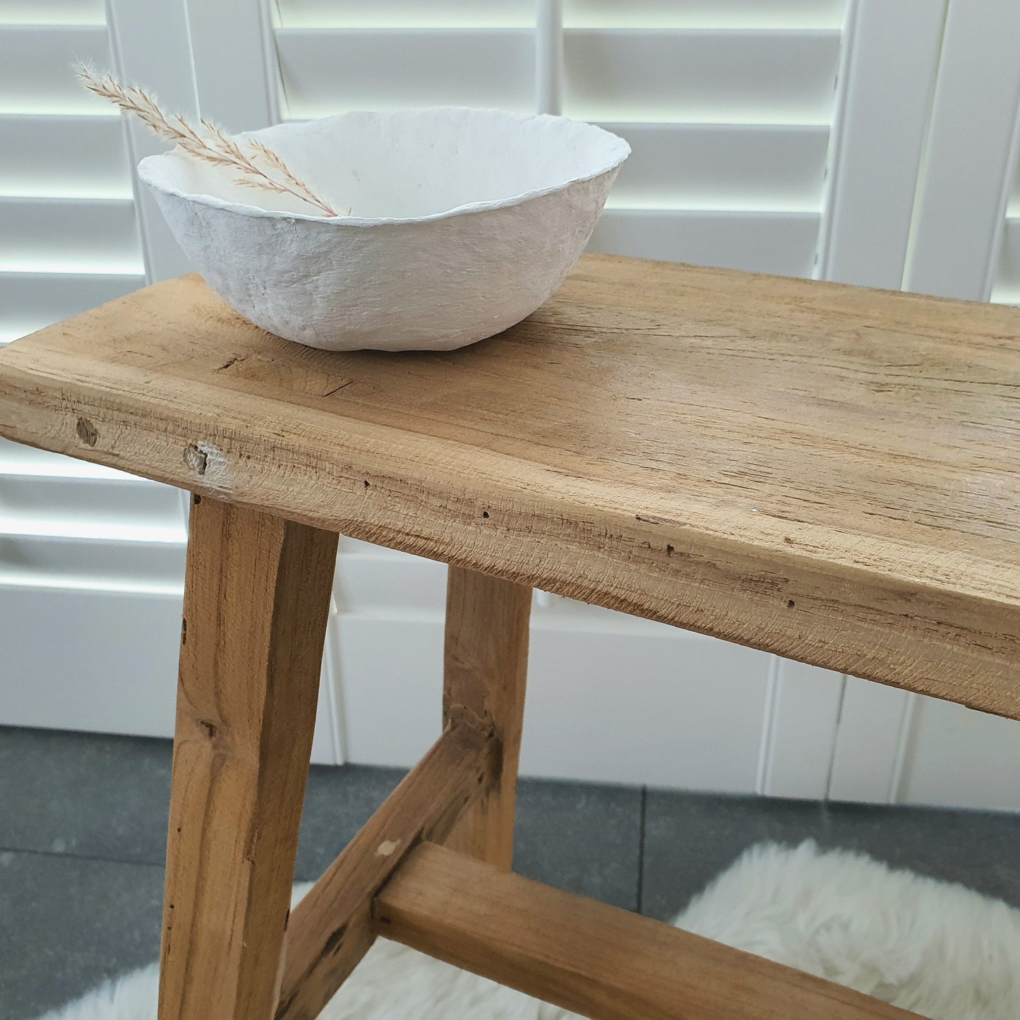 Teak houten kruk
