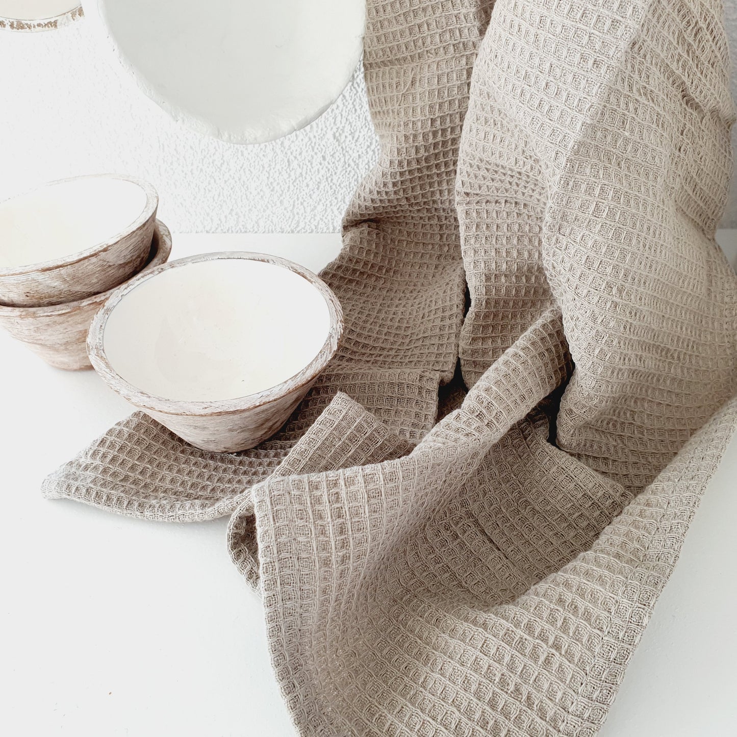 White waffle guest towel