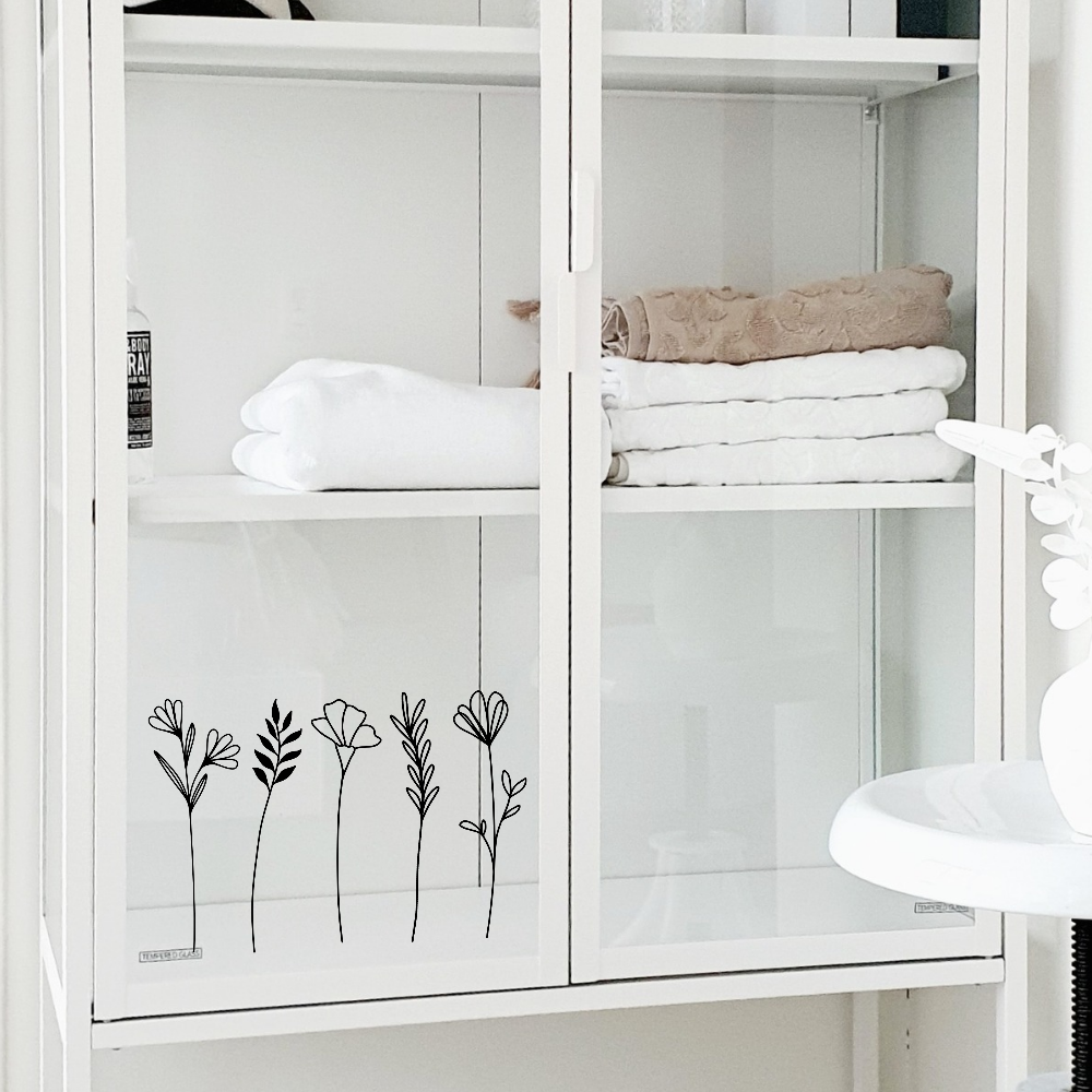 Raamfolie wilde bloemen zwart