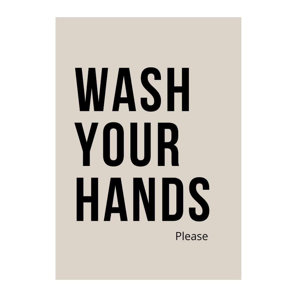 Poster A4 - wash your hands zandkleur