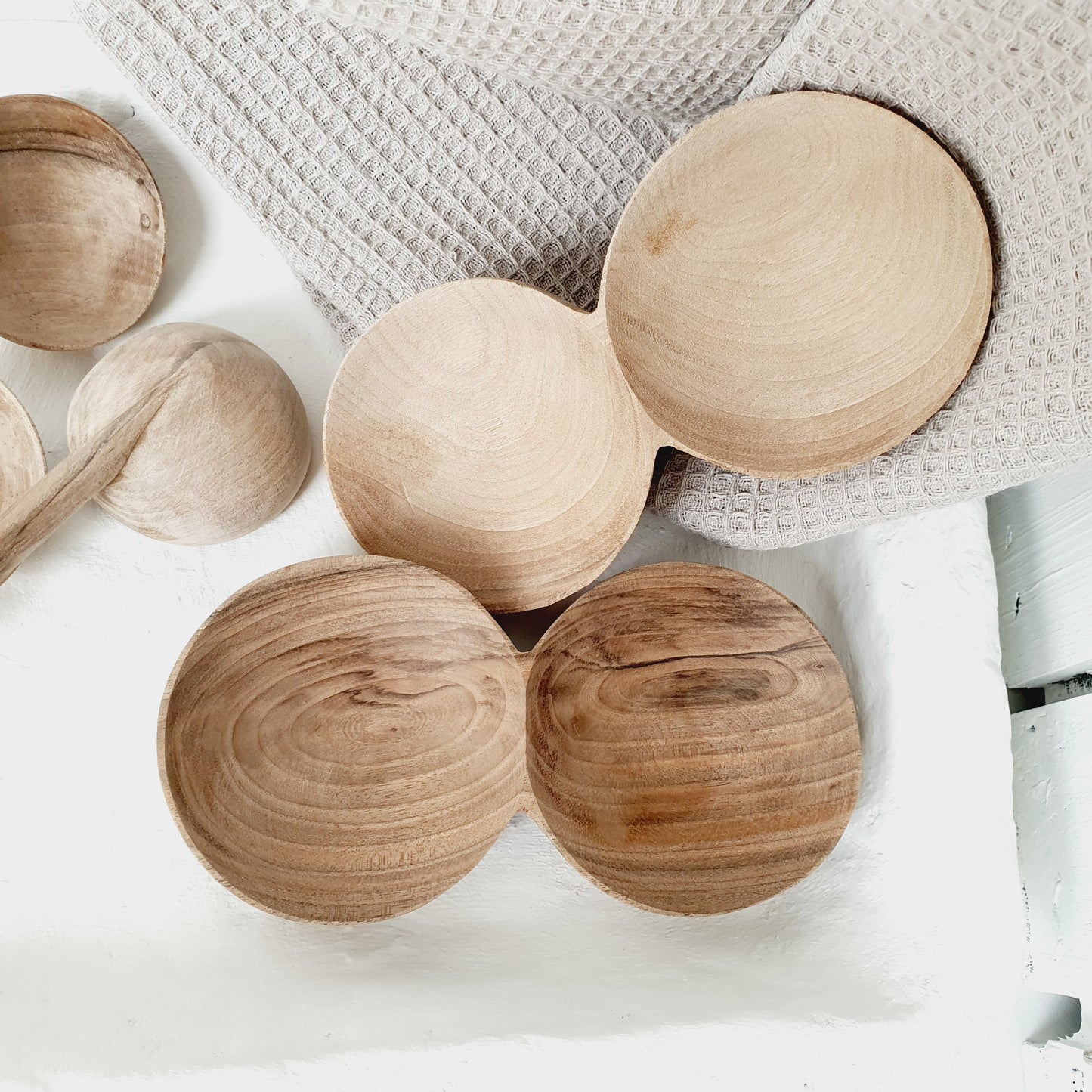 Walnoten houten kom 2 vak