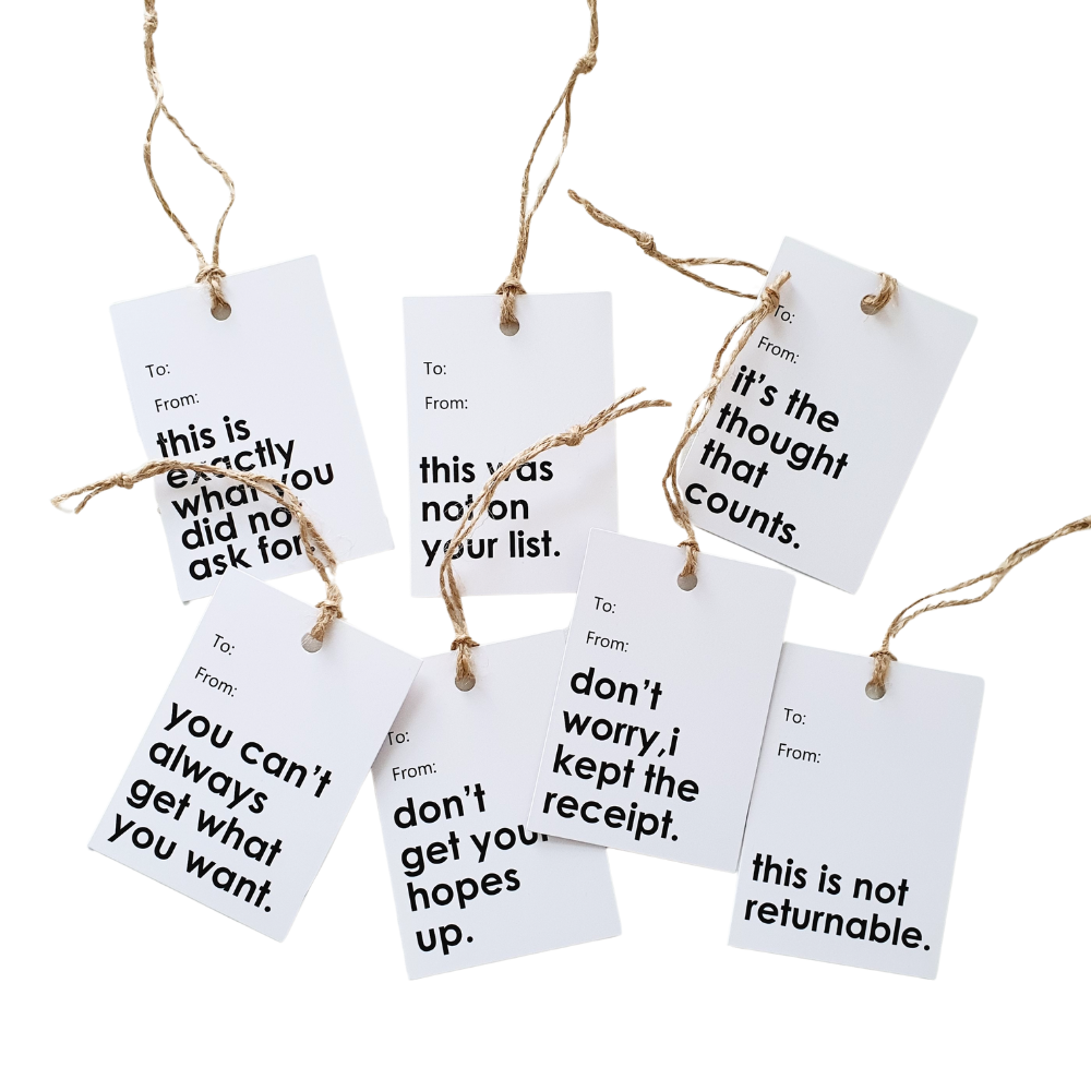 Cadeaulabels met grappige teksten