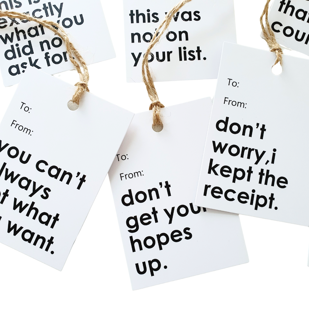 Cadeaulabels met grappige teksten