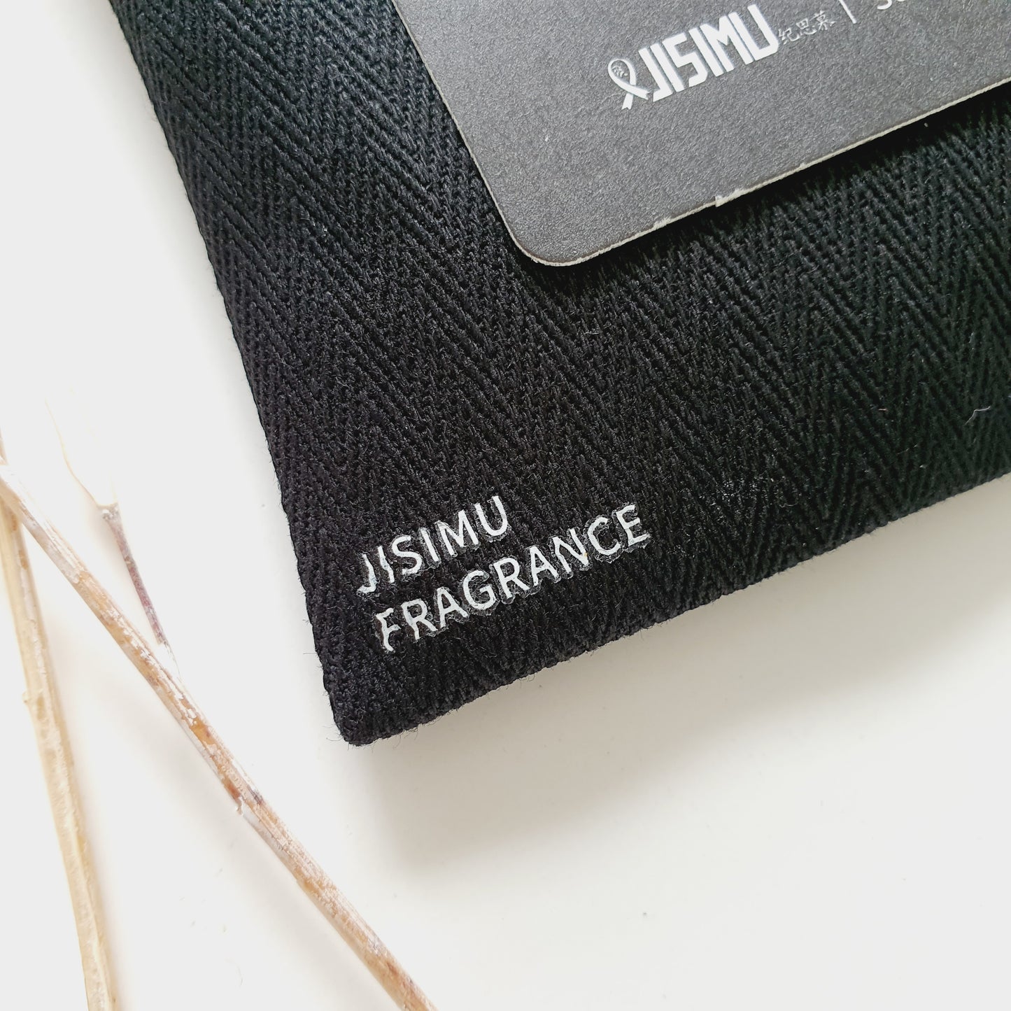 Cotton scented sachet with text flowers black