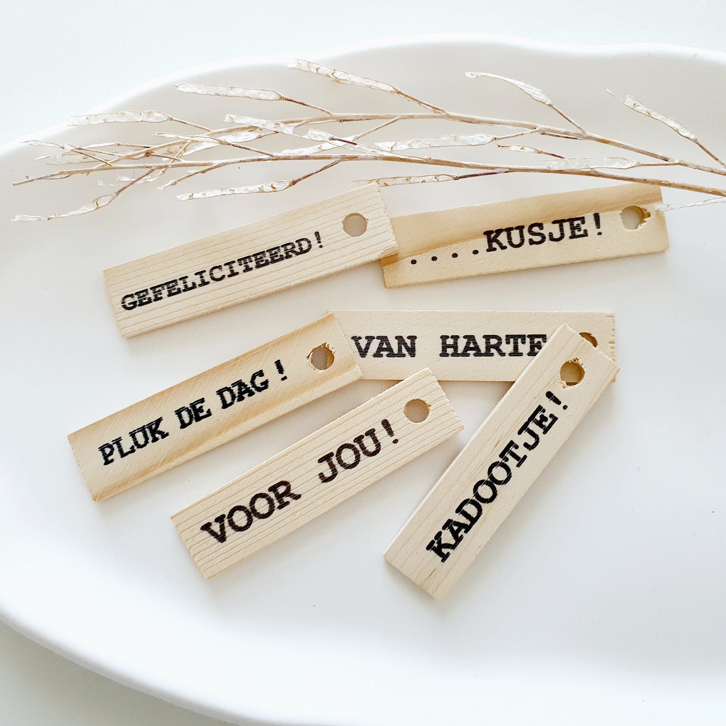 Houten labels set