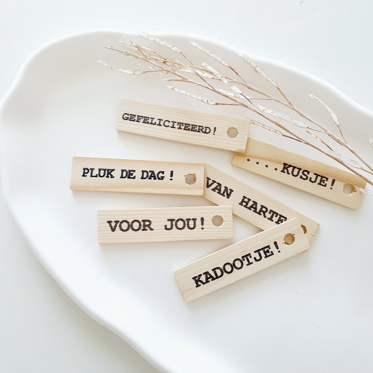 Houten labels set