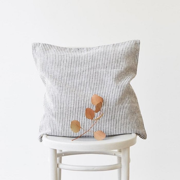 Broken stripe linen cushion cover