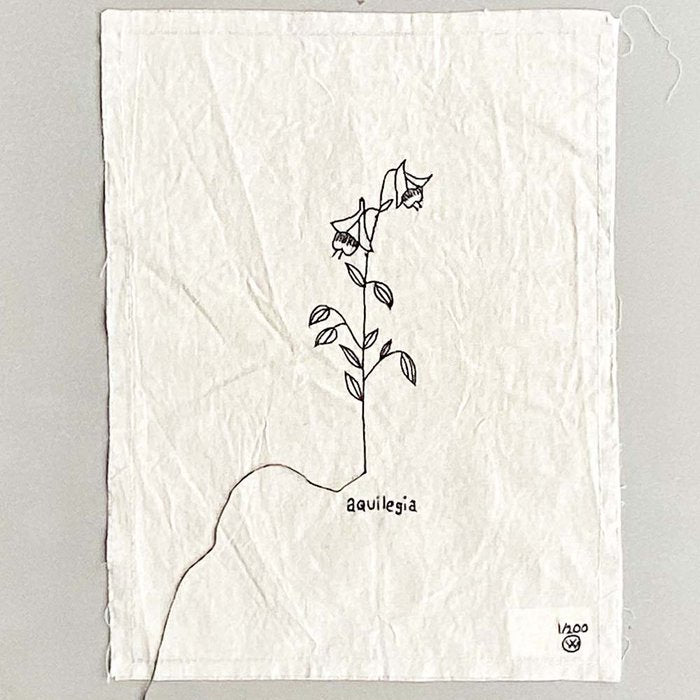 Stitched art 'aquilegia' columbine