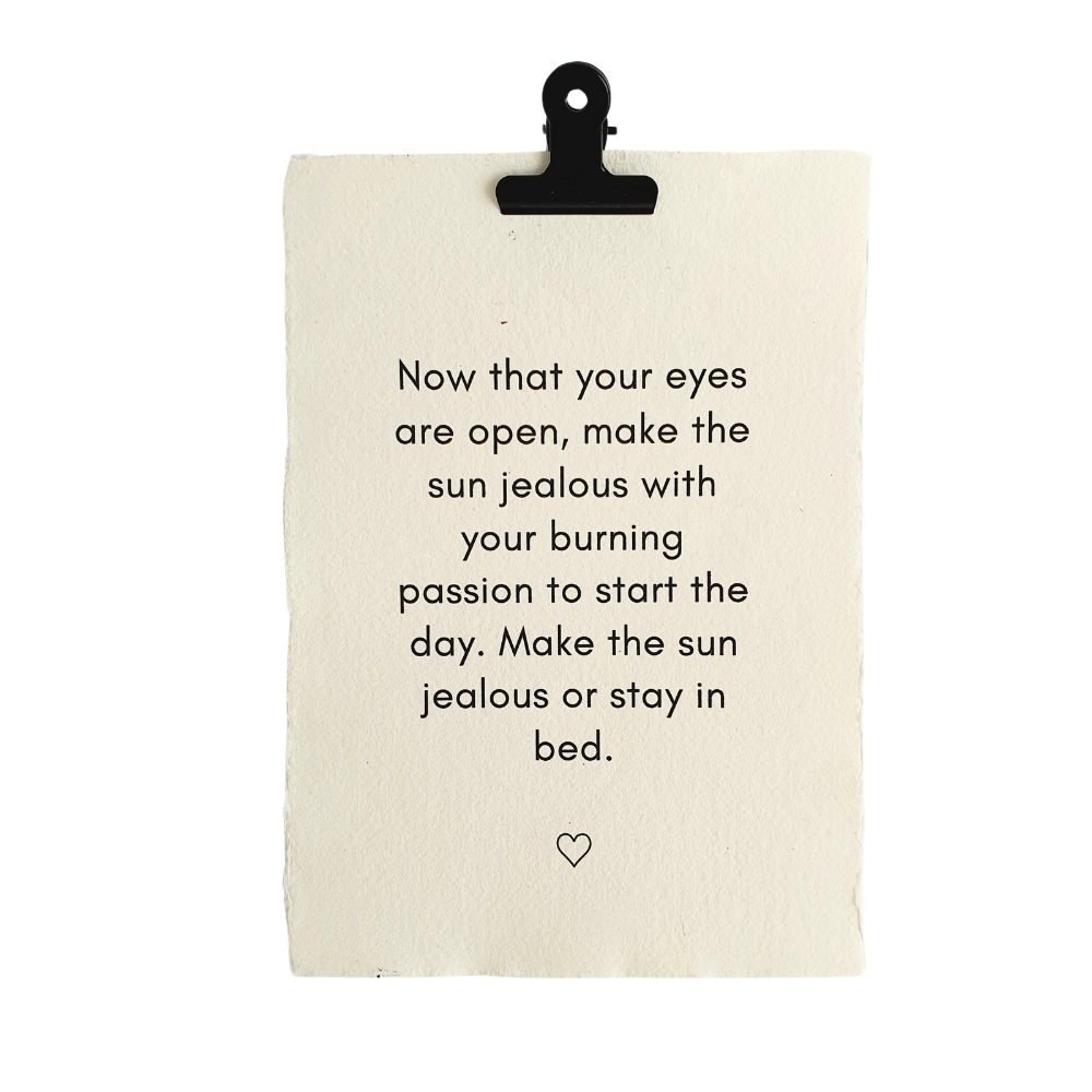 Handgeschept papier met tekst - jealous