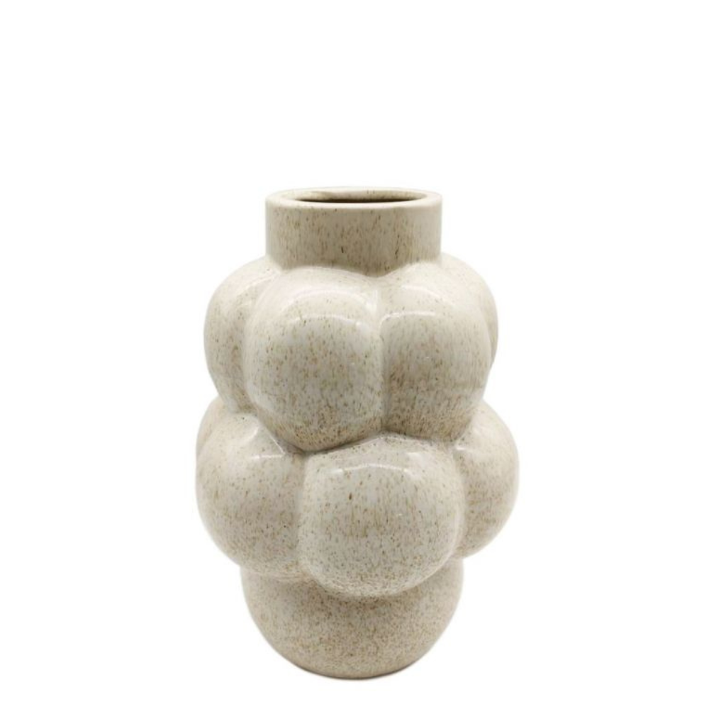 Aardewerk vaas bubbles beige