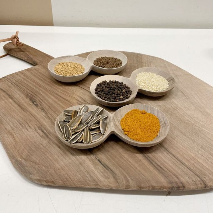 Walnut wooden bowl 2 compartments