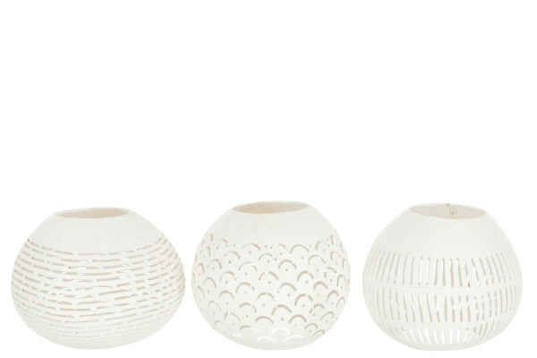 Kokosnoot waxinelichthouders, set van 3