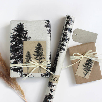 Cadeaupapier rol van graspapier, lengte: 300cm, Witte spar