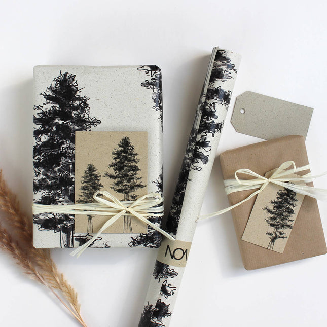 Cadeaupapier rol van graspapier, lengte: 300cm, Witte spar