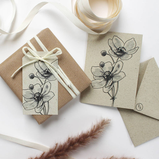 Cadeaukaartjes van graspapier, herfstanemoon