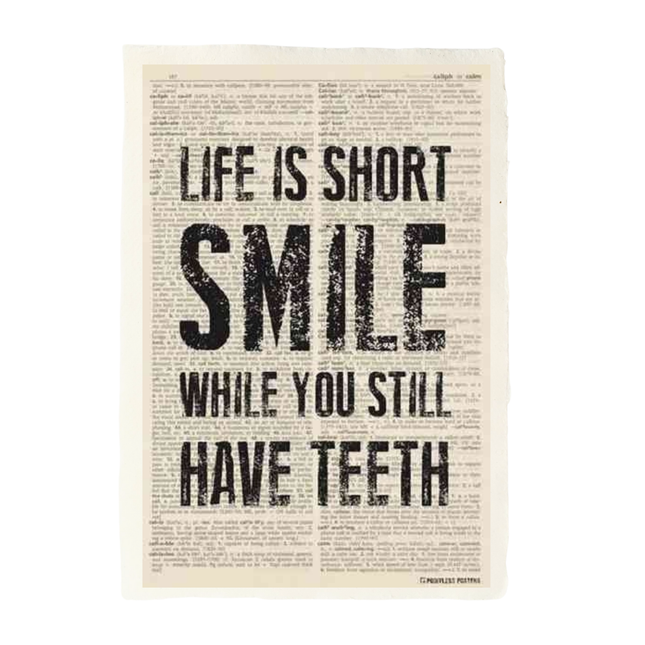 Handgeschept papier tekst "smile"