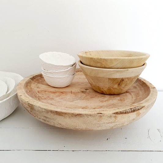 2 wooden bowls