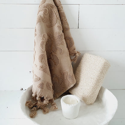 Guest towel with fringe brown