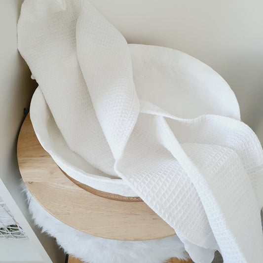 White waffle guest towel