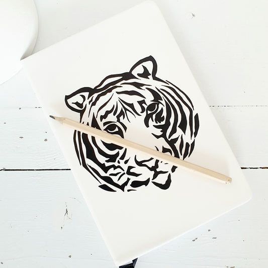 Notebook, illustration of a tiger