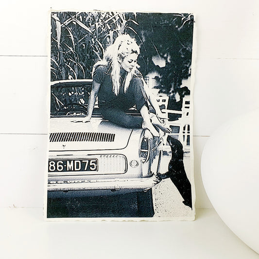 Handgeschept papier met Brigit Bardot