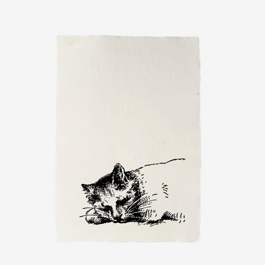 Handgeschept papier met illustratie kat