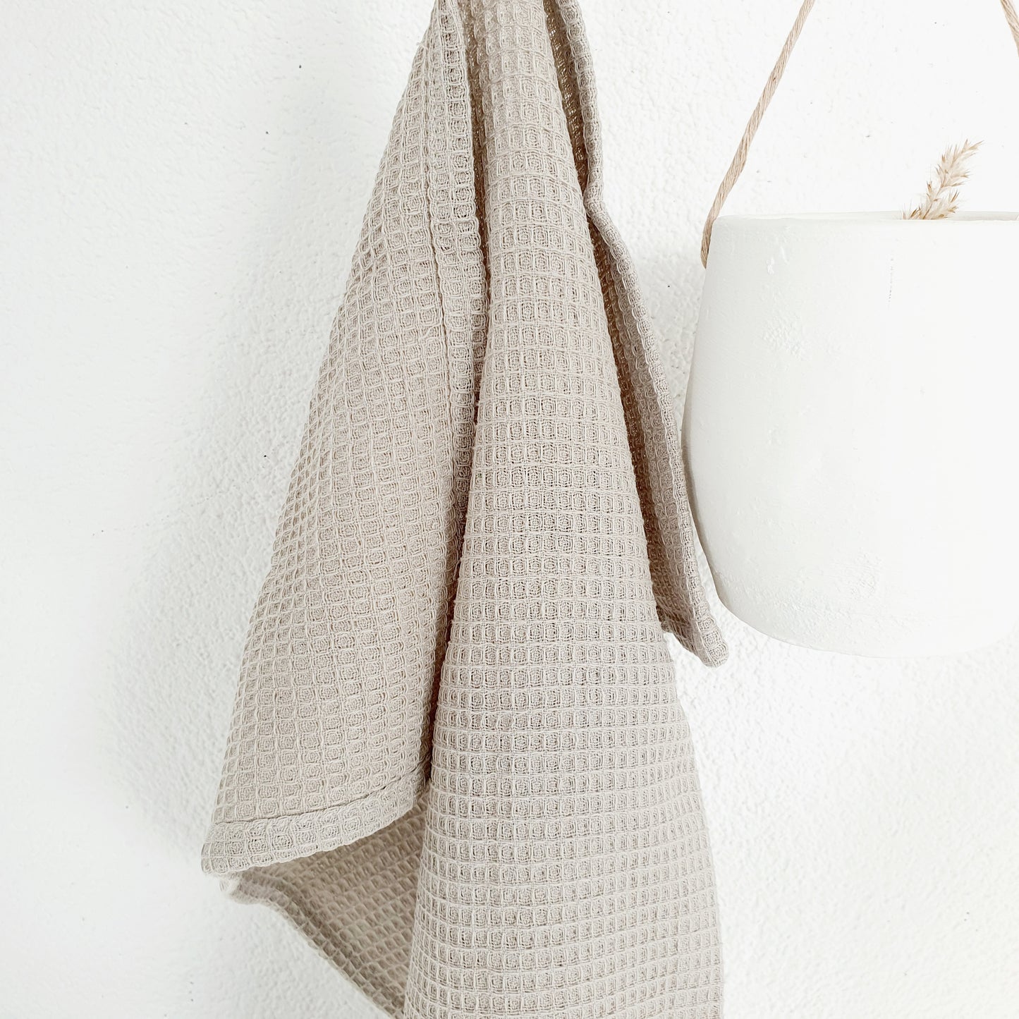 White waffle guest towel