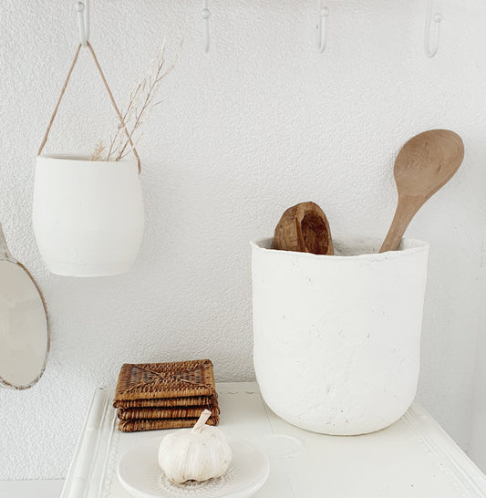 Papiermache bloempot / lepelpot