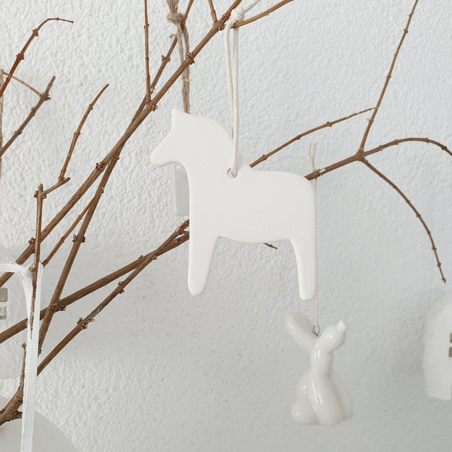 Hanger dala paardje wit