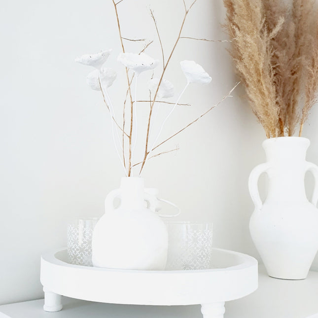 Papier-maché bloem wit