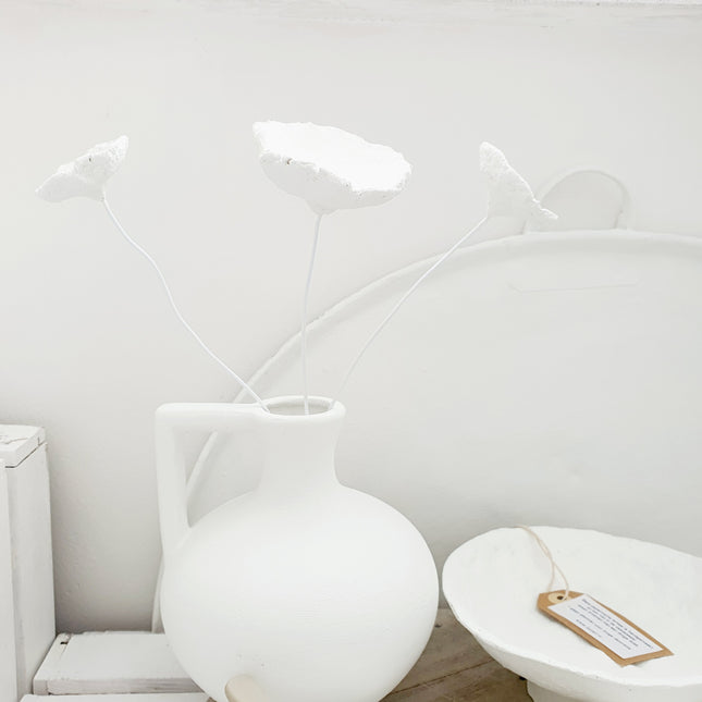 Papier-maché bloem wit groot