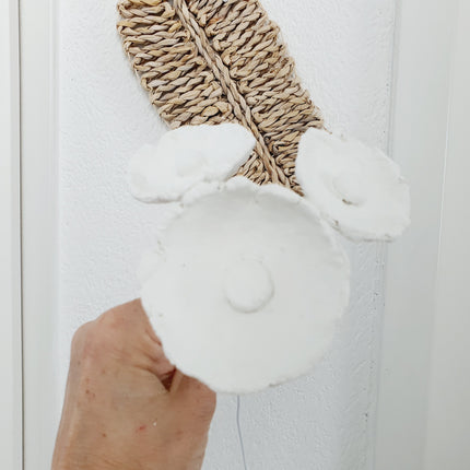 Papier-maché bloem wit groot