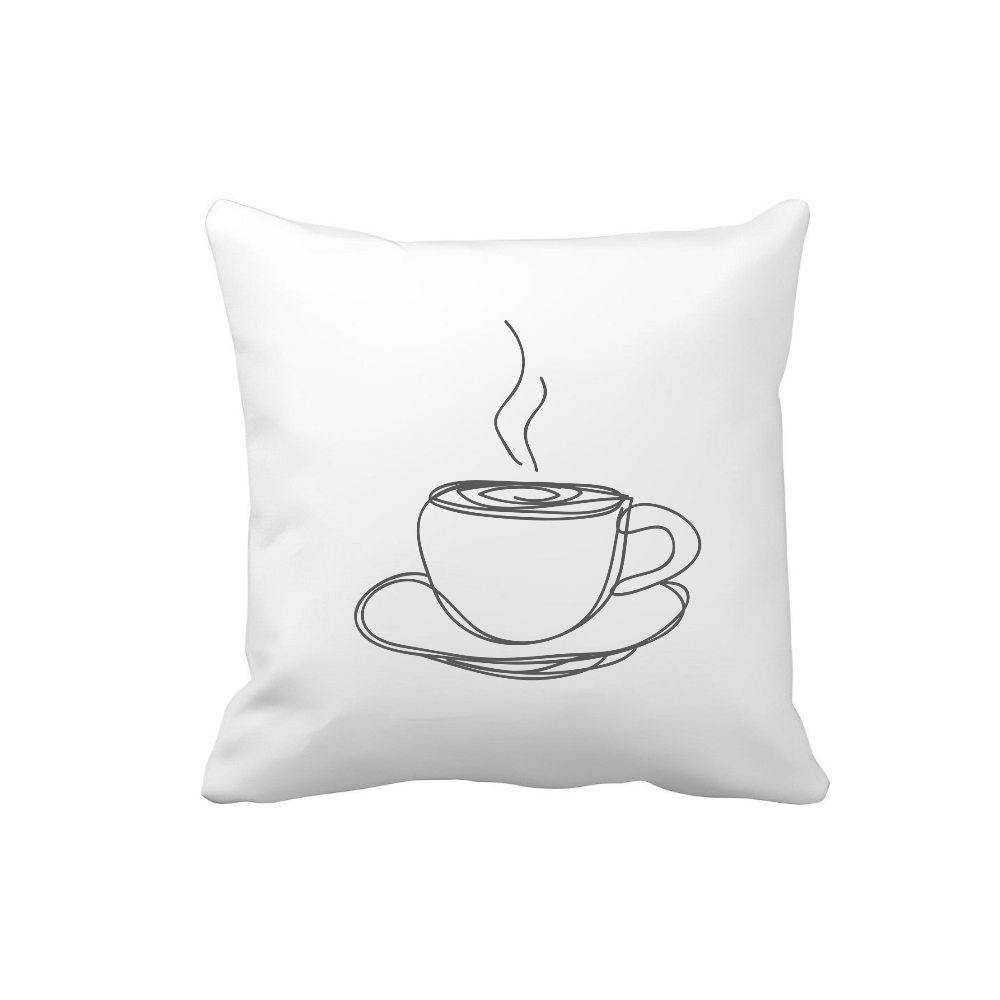 Kussen wit met illustratie koffiekop