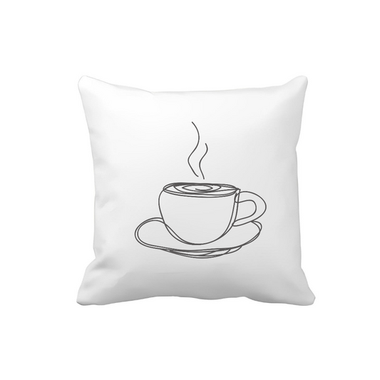 Kussen wit met illustratie koffiekop