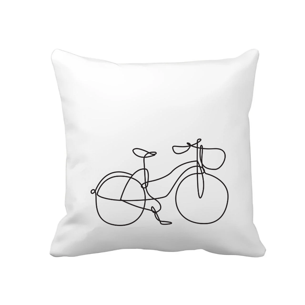 Kussen wit met illustratie van een fiets