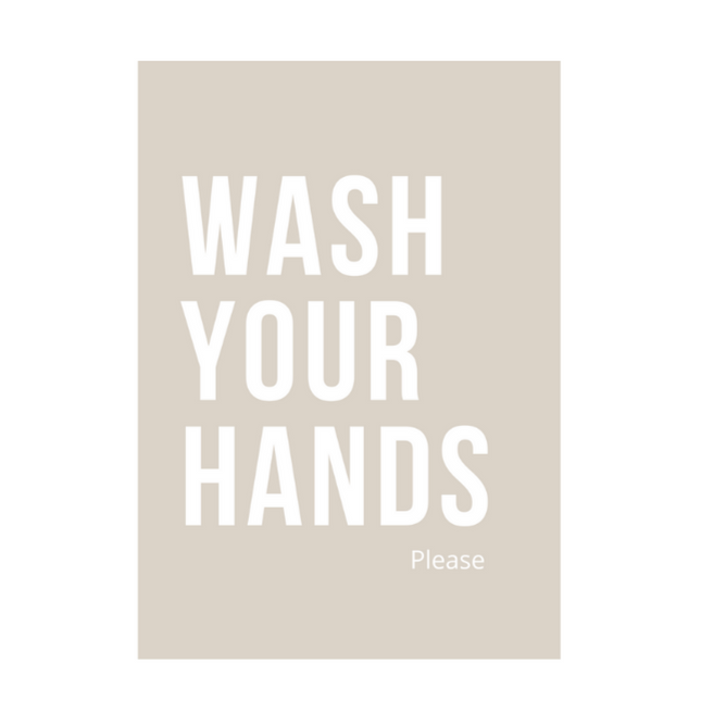 Poster A4 - wash your hands zandkleur