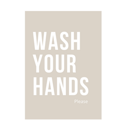 Poster A4 - wash your hands zandkleur