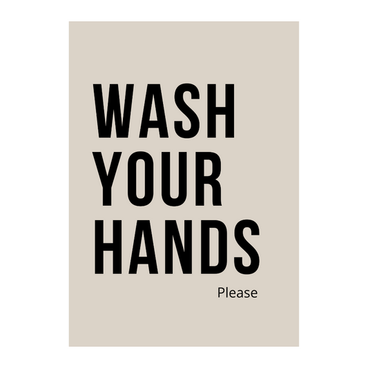 Poster A4 - wash your hands zandkleur