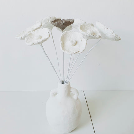 Papier-maché bloem wit