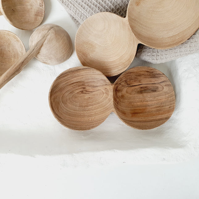Walnut wooden bowl 2 compartments