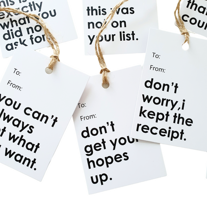 Cadeaulabels met grappige teksten