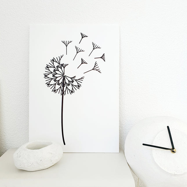 Poster A3 - paardebloem wit