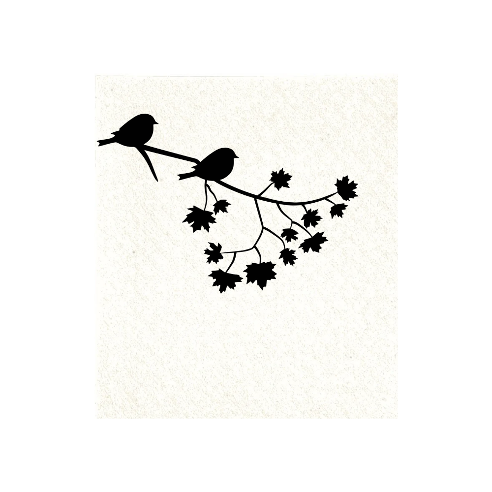 Dishcloth birds on branch