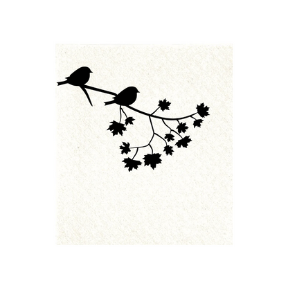 Dishcloth birds on branch