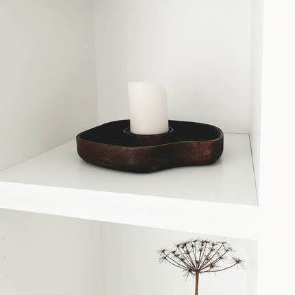 Candle holder LAGAO wood matt dark brown