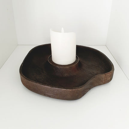 Candle holder LAGAO wood matt dark brown