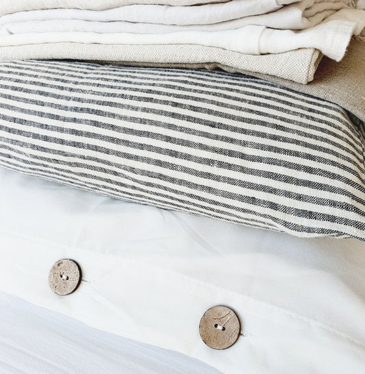 Gebroken streep linnen kussenhoes